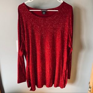 Notations red sparkly long sleeve tunic